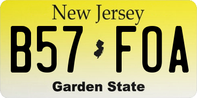 NJ license plate B57FOA