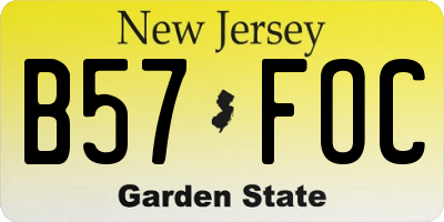 NJ license plate B57FOC