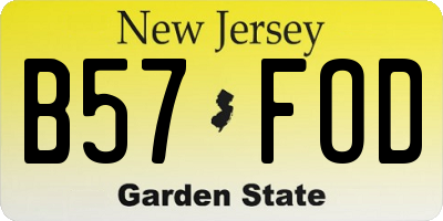 NJ license plate B57FOD