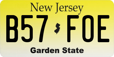 NJ license plate B57FOE