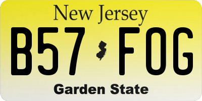 NJ license plate B57FOG