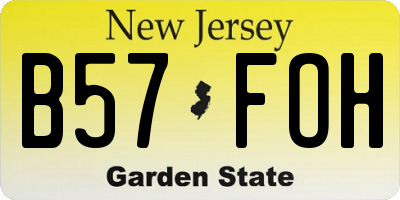 NJ license plate B57FOH