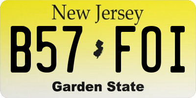 NJ license plate B57FOI