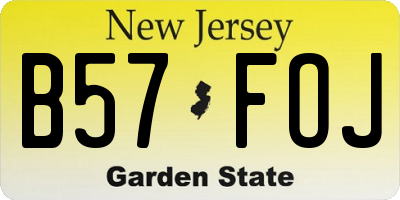 NJ license plate B57FOJ