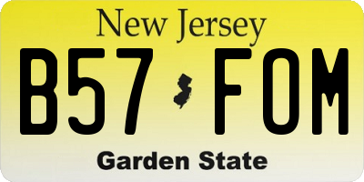 NJ license plate B57FOM