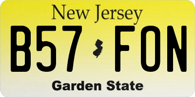 NJ license plate B57FON