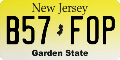 NJ license plate B57FOP