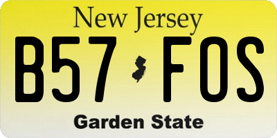 NJ license plate B57FOS