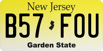 NJ license plate B57FOU