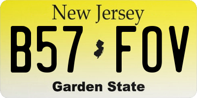 NJ license plate B57FOV