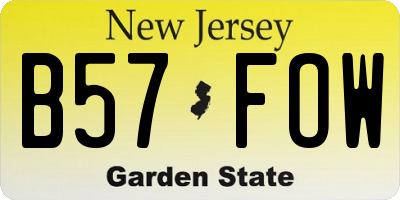 NJ license plate B57FOW