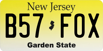 NJ license plate B57FOX