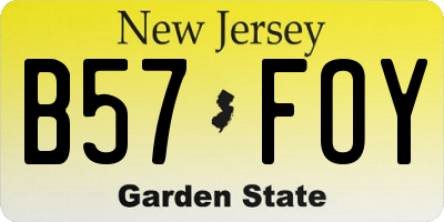 NJ license plate B57FOY