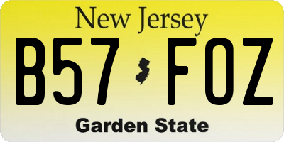 NJ license plate B57FOZ