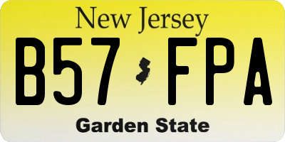 NJ license plate B57FPA