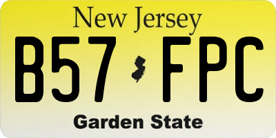 NJ license plate B57FPC