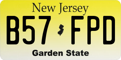 NJ license plate B57FPD