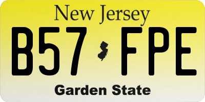 NJ license plate B57FPE
