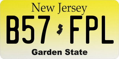 NJ license plate B57FPL