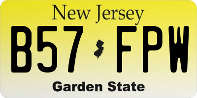NJ license plate B57FPW