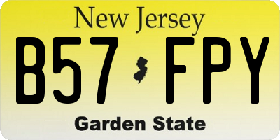NJ license plate B57FPY