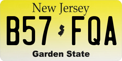 NJ license plate B57FQA