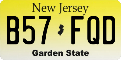 NJ license plate B57FQD