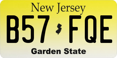 NJ license plate B57FQE
