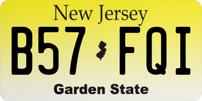 NJ license plate B57FQI