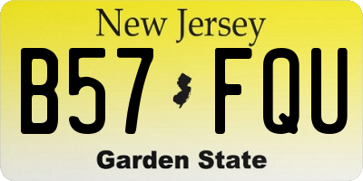 NJ license plate B57FQU