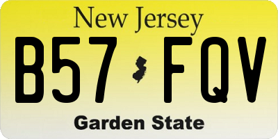 NJ license plate B57FQV
