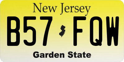 NJ license plate B57FQW
