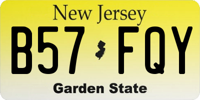 NJ license plate B57FQY