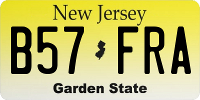 NJ license plate B57FRA