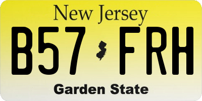 NJ license plate B57FRH