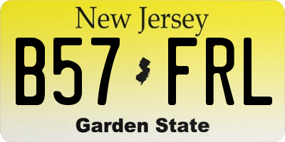 NJ license plate B57FRL