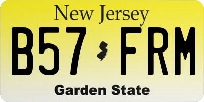 NJ license plate B57FRM