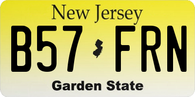 NJ license plate B57FRN