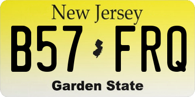 NJ license plate B57FRQ