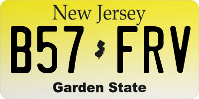 NJ license plate B57FRV