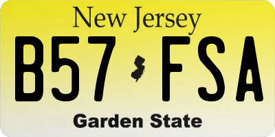 NJ license plate B57FSA