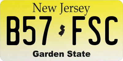 NJ license plate B57FSC