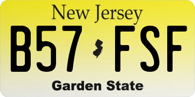 NJ license plate B57FSF