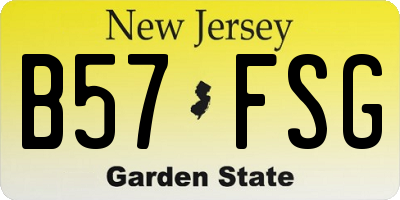 NJ license plate B57FSG
