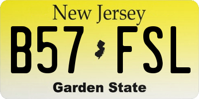 NJ license plate B57FSL
