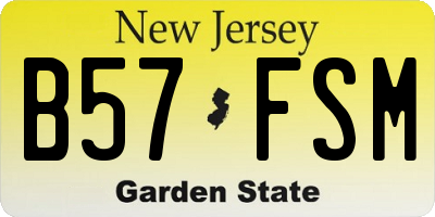 NJ license plate B57FSM