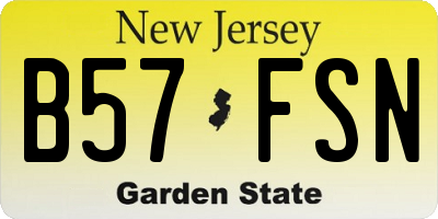 NJ license plate B57FSN