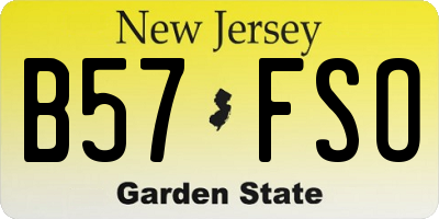 NJ license plate B57FSO