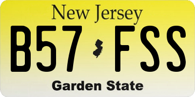 NJ license plate B57FSS
