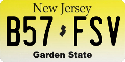 NJ license plate B57FSV